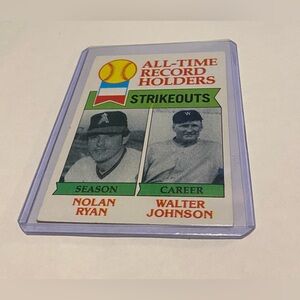 Nolan Ryan/Walter Johnson 1979 All-Time Record Holders Strikeouts Topps